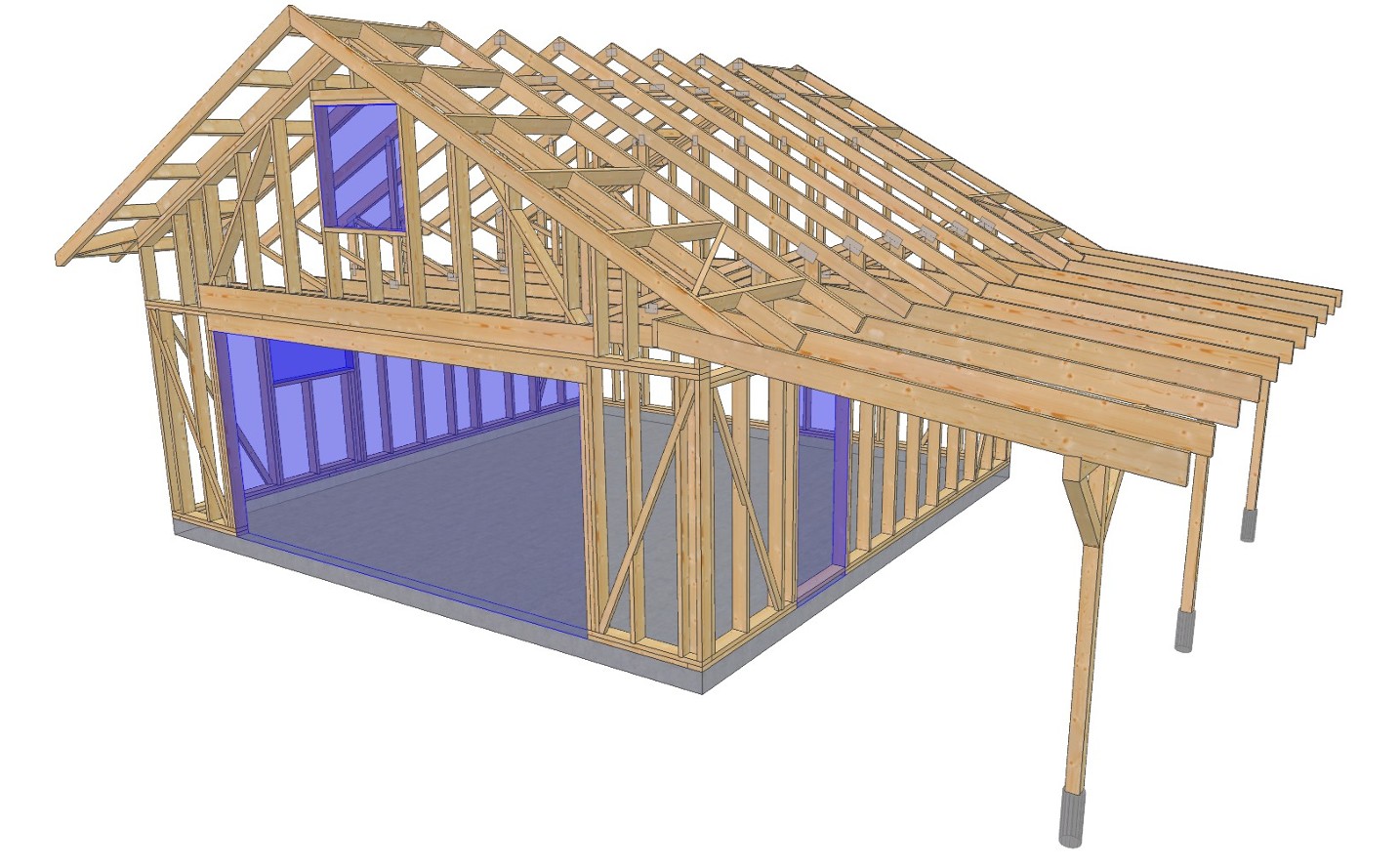Timber Frame Garages and Carports: 55 m² garage with an attic and a 22 ...