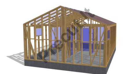 Pirtelės stogo gegnių ir santvarų konstrukcija vieno aukšto 50 m² statiniui