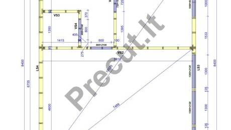 50 m² pirtelės konstrukcinis planas ir patalpų išdėstymas