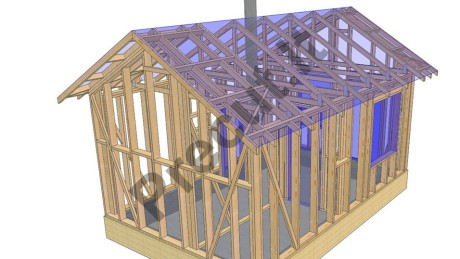 Medinio karkasinio namelio–pirtelės bendras vaizdas, 23 m²