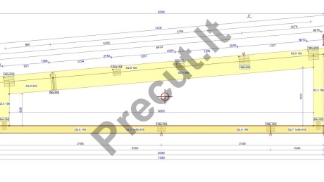 Namo 50 m² konstrukciniai sprendimai su terasa ir daline palėpe