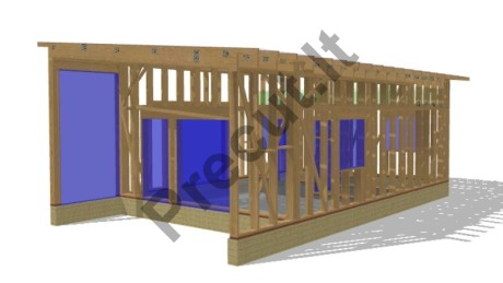 50 m² namo karkasinė konstrukcija su suprojektuota daline palėpe