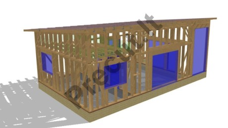50 m² karkasinio namo su daline palėpe ir 13,5 m² terasa 3D vizualizacija