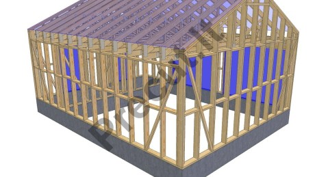 48 m² statinio karkasinė konstrukcija su garažu ir dviem sandėliukais po 6 m²
