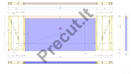 Precut technologija paruoštas garažo su mansarda ir stogine konstrukcijų komplektas
