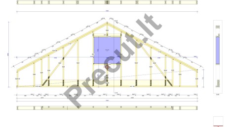 55 m² garažo konstrukcinis planas su mansarda ir 22 m² stogine