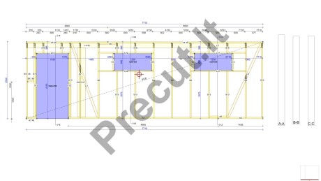 Precut technologija paruoštas garažo su sandėliuku konstrukcijų komplektas