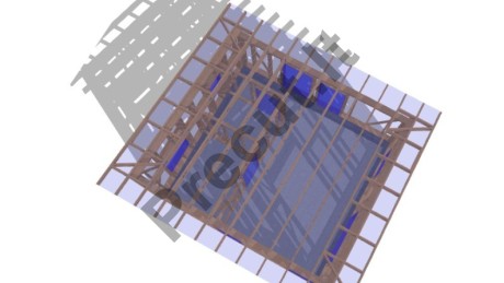 Karkasinio namelio 33 m² konstrukciniai mazgai ir vienšlaičio stogo gegnių sprendimai