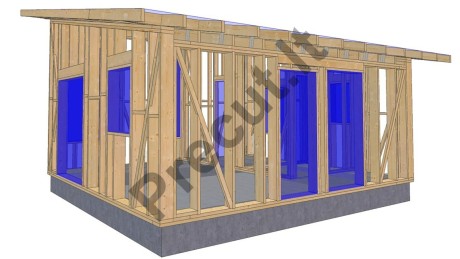 33 m² karkasinio namelio sienų ir stogo gegnių konstrukcija – Precut technologija